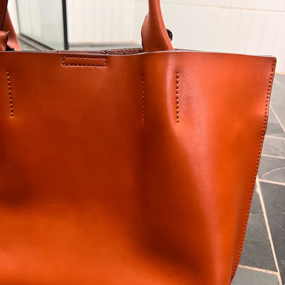 Co Lab brown tan camel leather crossbody tote purse - Picture 4 of 10